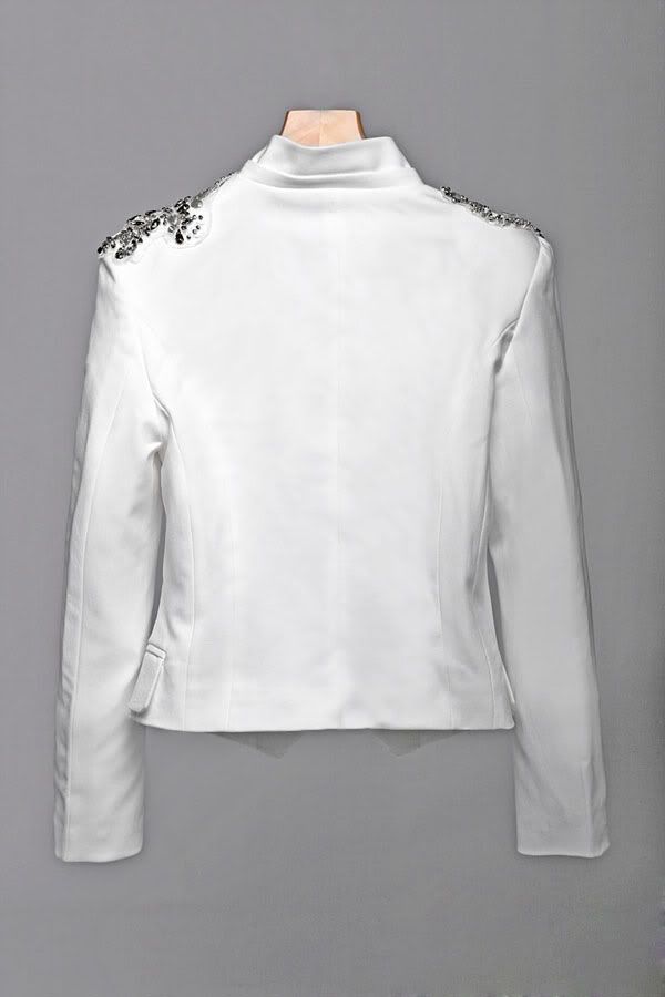 2012 New Fashion Korean Women White Slim Epaulet Suit Jacket Blazer eBay