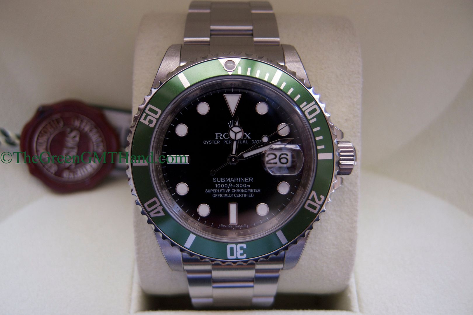 Rolex For Sale-Brand New Old Stock NOS Rolex 16610LV 50th Anniversary Green Submariner M Serial M8-Rolex Watches For Sale Online