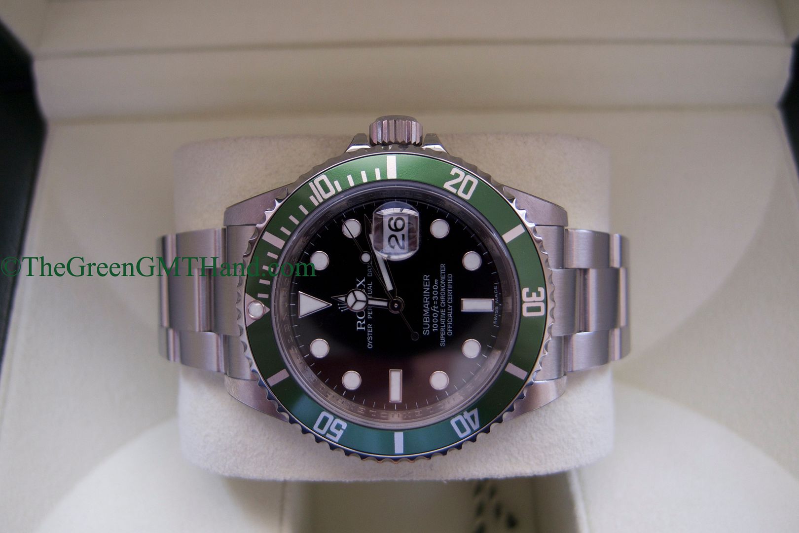 Rolex For Sale-Brand New Old Stock NOS Rolex 16610LV 50th Anniversary Green Submariner M Serial M8-Rolex Watches For Sale Online