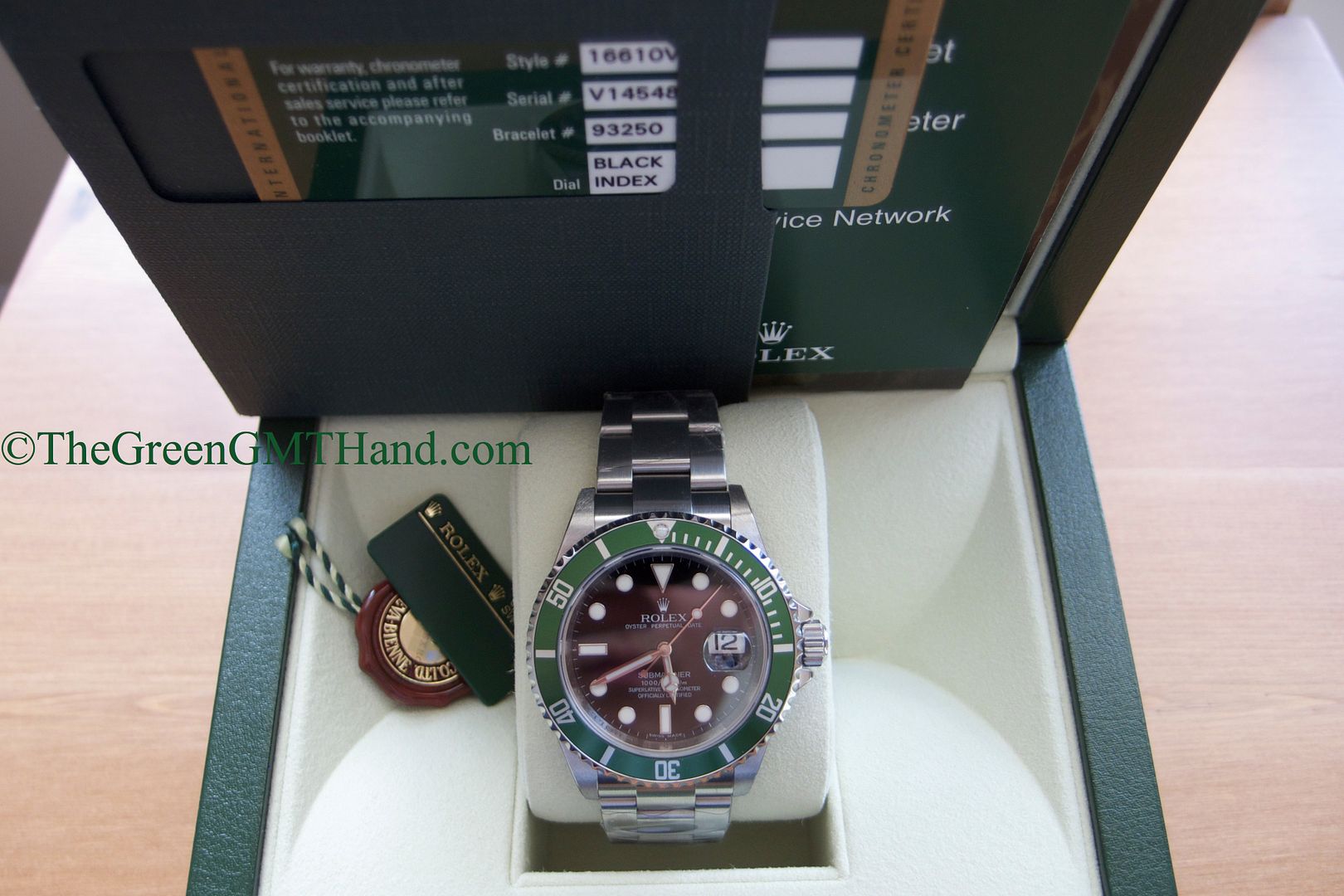 Rolex For Sale-Brand New Old Stock NOS Rolex 16610LV 50th Anniversary Green Submariner V serial V1-Rolex Watches For Sale Online