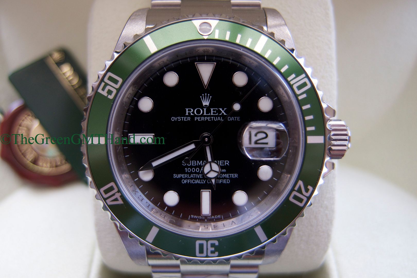 Rolex For Sale-Brand New Old Stock NOS Rolex 16610LV 50th Anniversary Green Submariner V serial V1-Rolex Watches For Sale Online