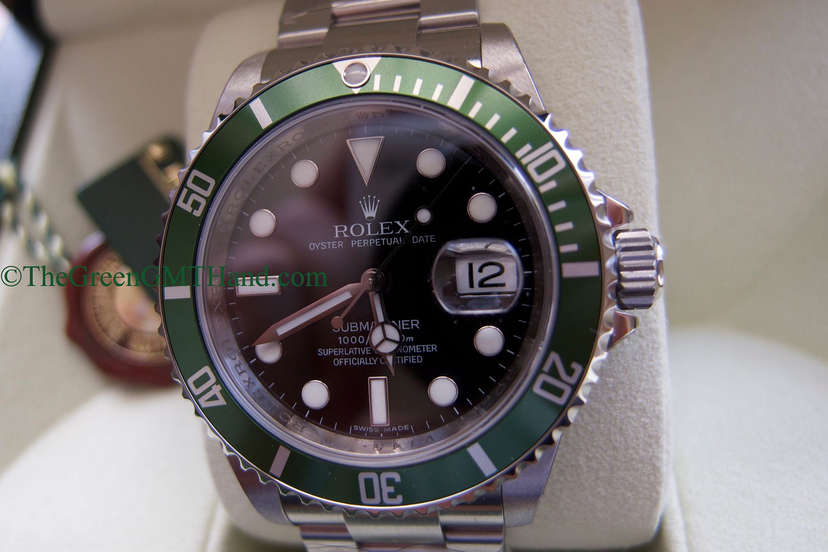 Rolex For Sale-Brand New Old Stock NOS Rolex 16610LV 50th Anniversary Green Submariner V serial V1-Rolex Watches For Sale Online