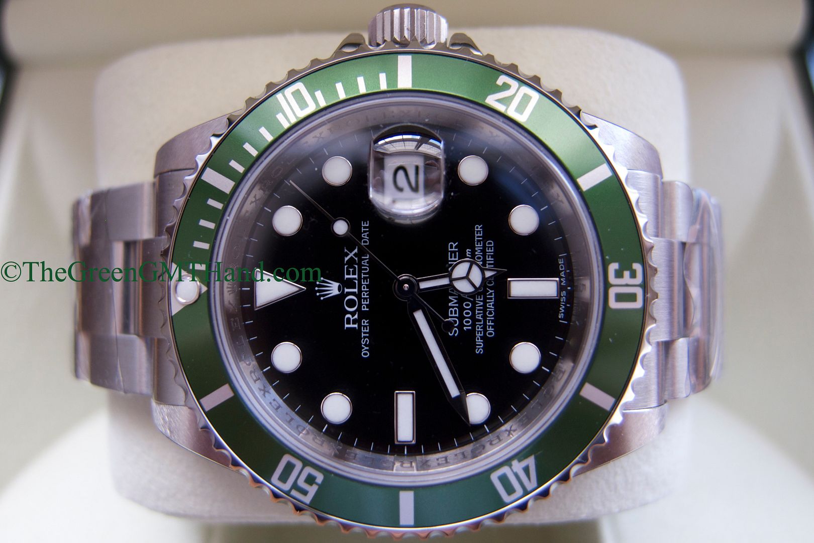 Rolex For Sale-Brand New Old Stock NOS Rolex 16610LV 50th Anniversary Green Submariner V serial V1-Rolex Watches For Sale Online