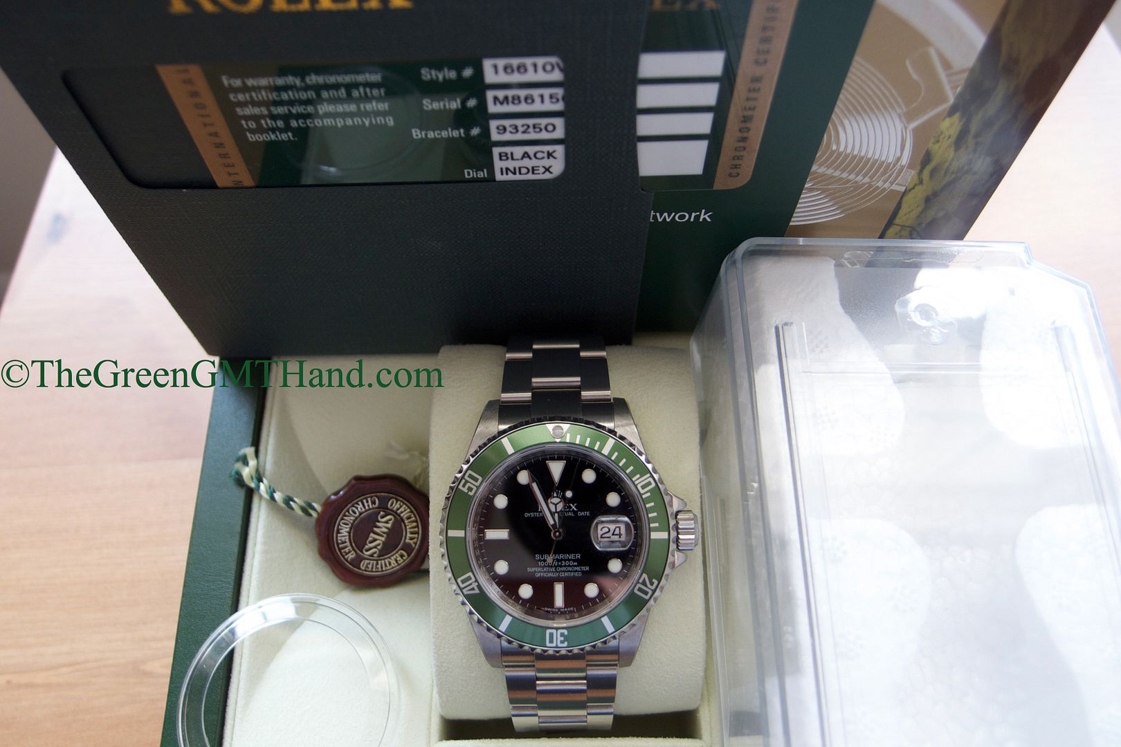 Rolex For Sale-Brand New Old Stock NOS Rolex 16610LV 50th Anniversary Green Submariner M Serial-Rolex Watches For Sale Online