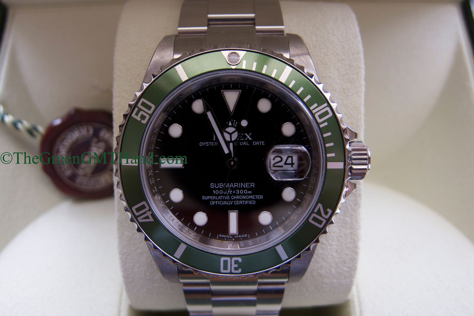 Rolex For Sale-Brand New Old Stock NOS Rolex 16610LV 50th Anniversary Green Submariner M Serial-Rolex Watches For Sale Online