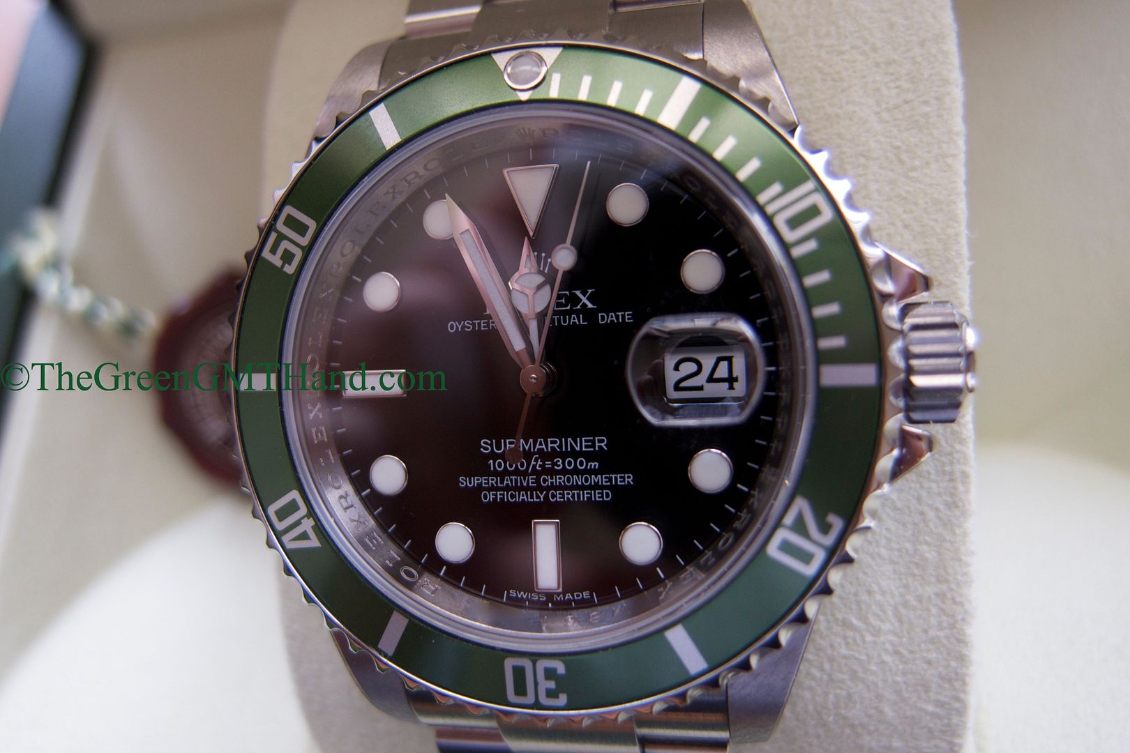 Rolex For Sale-Brand New Old Stock NOS Rolex 16610LV 50th Anniversary Green Submariner M Serial-Rolex Watches For Sale Online