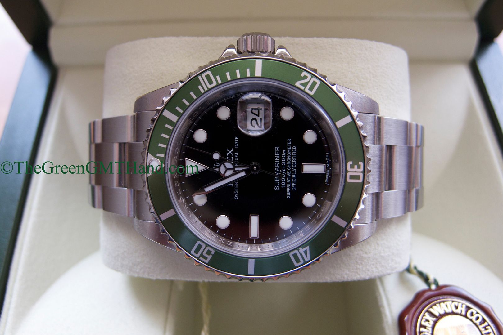 Rolex For Sale-Brand New Old Stock NOS Rolex 16610LV 50th Anniversary Green Submariner M Serial-Rolex Watches For Sale Online