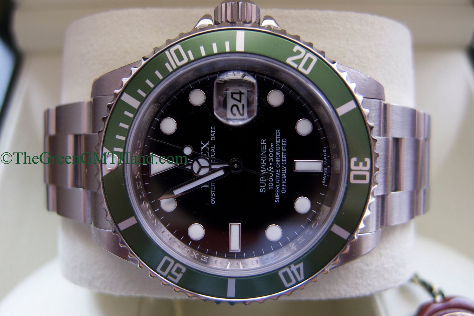 Rolex For Sale-Brand New Old Stock NOS Rolex 16610LV 50th Anniversary Green Submariner M Serial-Rolex Watches For Sale Online