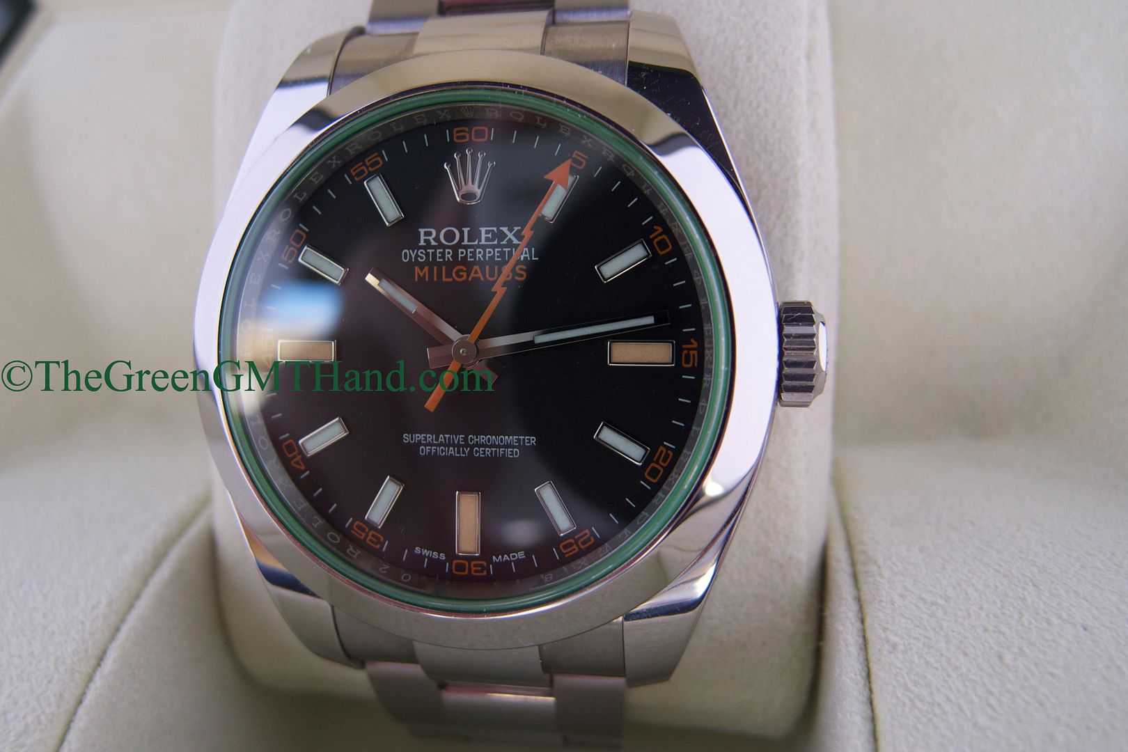 Rolex For Sale-Rolex 116400GV Milgauss Green Crystal Random Serial Preowned-Rolex Watches For Sale Online