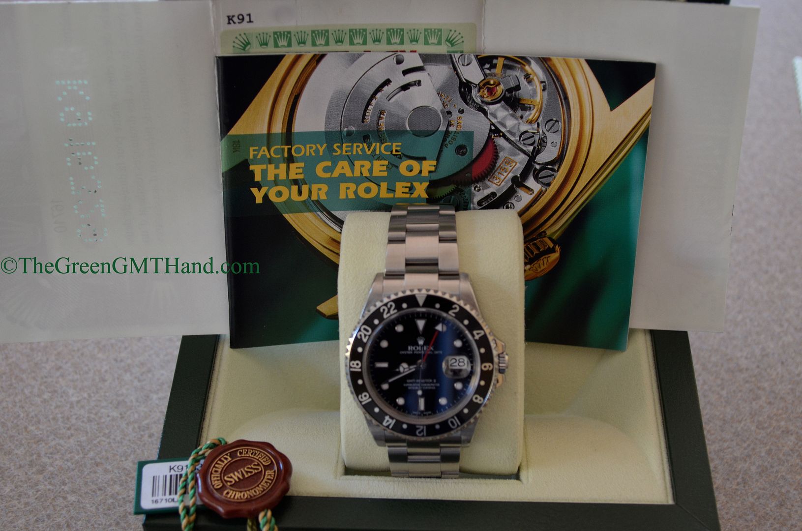 Rolex For Sale-Rolex 16710 GMT Master II Black Bezel 3185 Movement SEL and Lug Holes K Serial Preowned-Rolex Watches For Sale Online