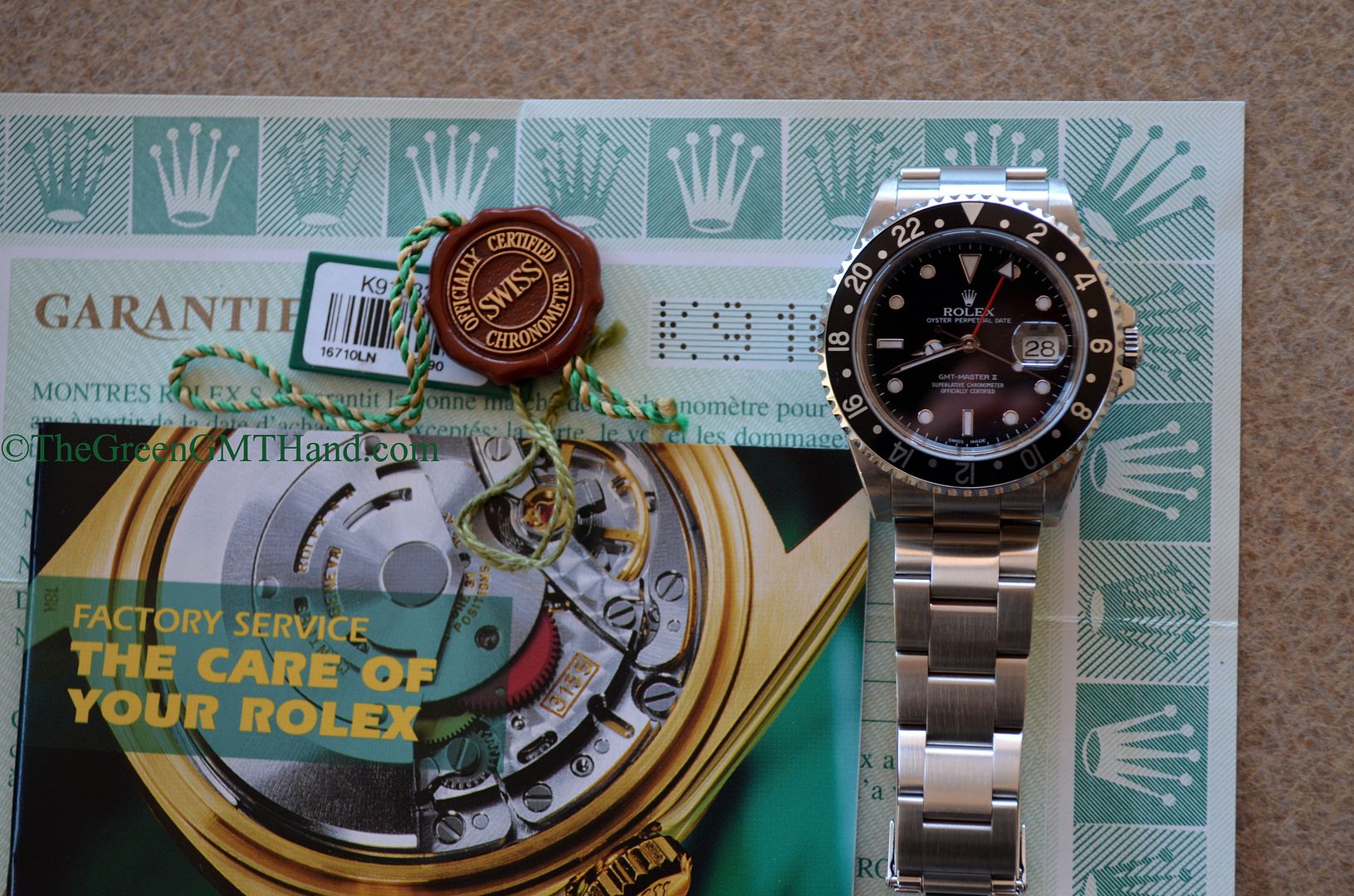 Rolex For Sale-Rolex 16710 GMT Master II Black Bezel 3185 Movement SEL and Lug Holes K Serial Preowned-Rolex Watches For Sale Online