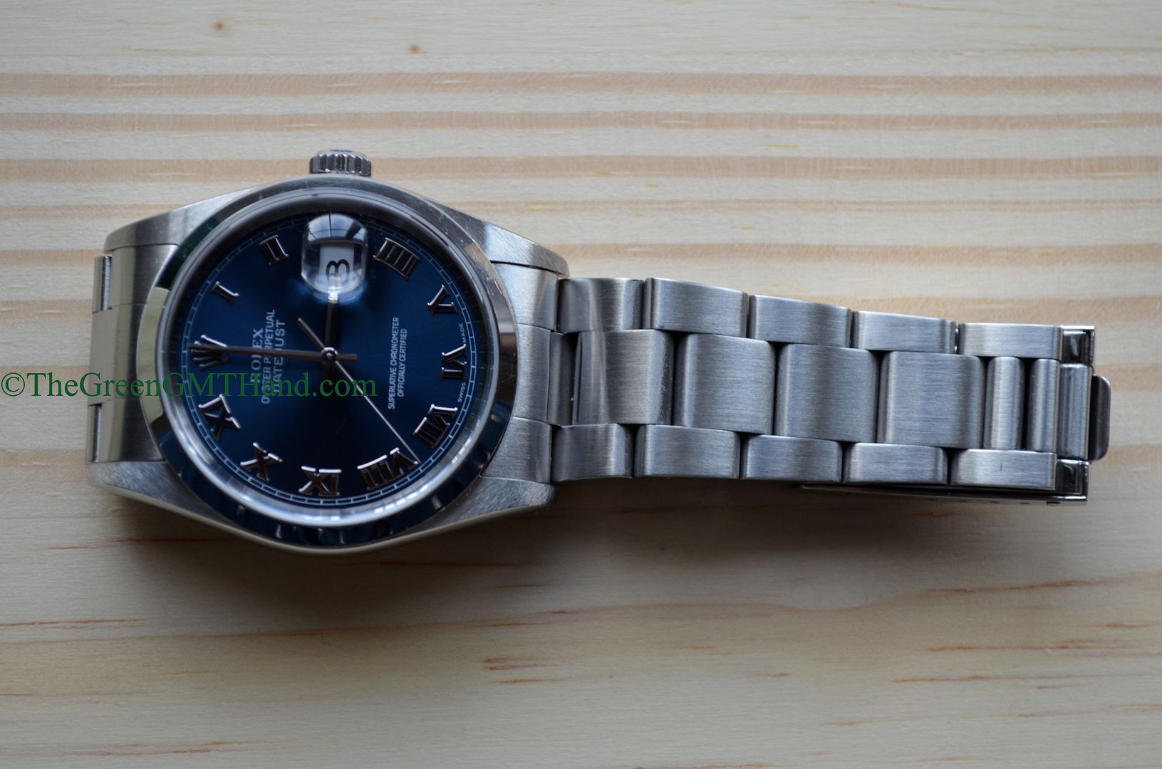 Rolex For Sale-Rolex 16200 Datejust Blue Roman Dial Smooth Bezel Oyster Bracelet F Serial Preowned-Rolex Watches For Sale Online