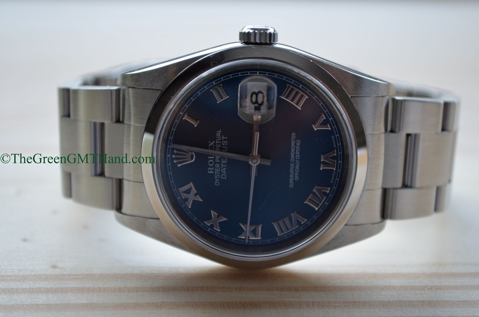 Rolex For Sale-Rolex 16200 Datejust Blue Roman Dial Smooth Bezel Oyster Bracelet F Serial Preowned-Rolex Watches For Sale Online