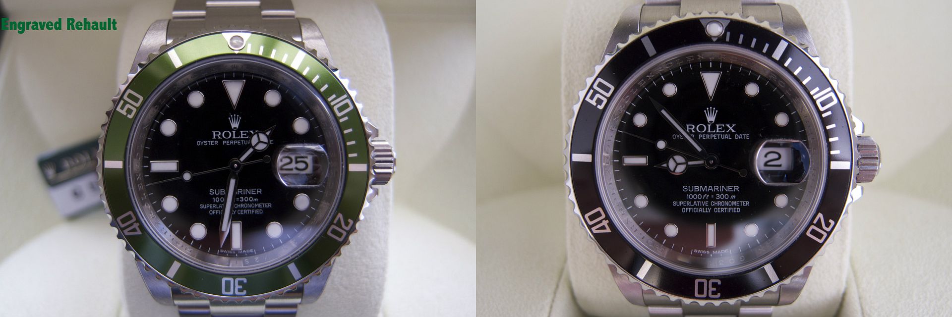 Rolex 16610 vs. 16610LV: Engraved rehault