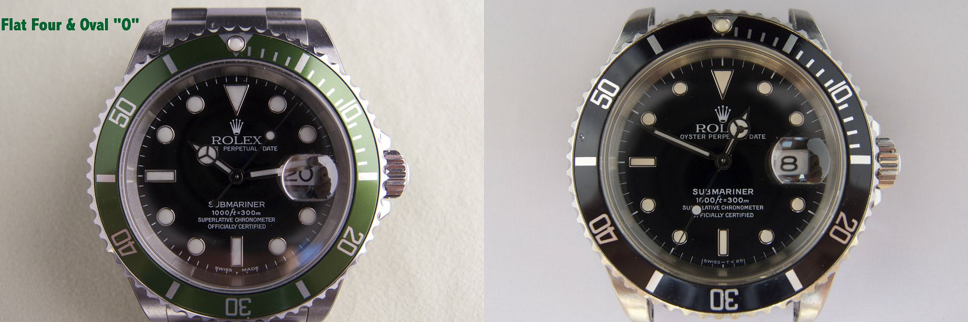 Rolex 16610 vs. 16610LV: Flat 4 and oval O
