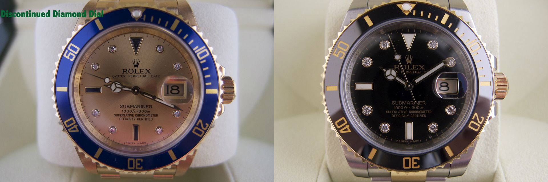Larger diamonds on Rolex Submariner maxi dials
