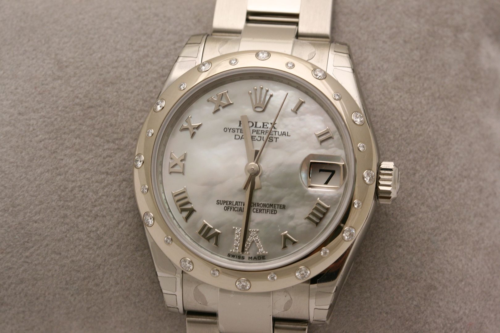 Rolex 178344 Ladies Datejust With Diamonds and Light Mother of Pearl MOP Dial