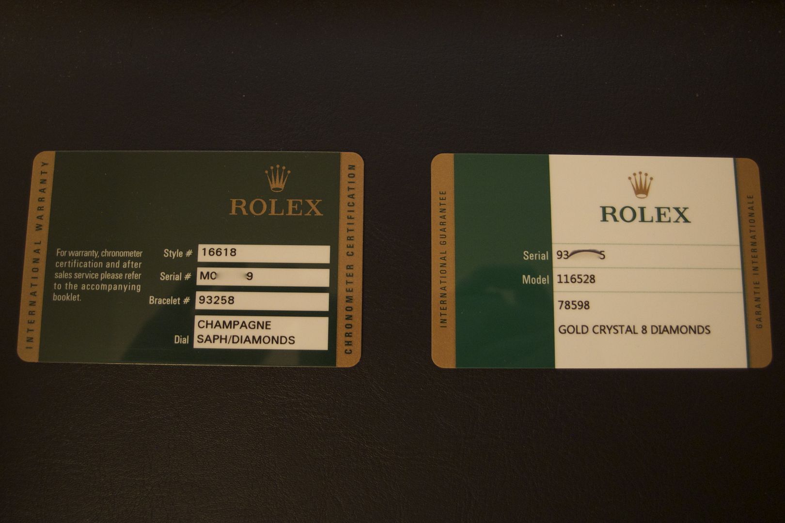 Rolex warranty card update: front of new Rolex warranty card
