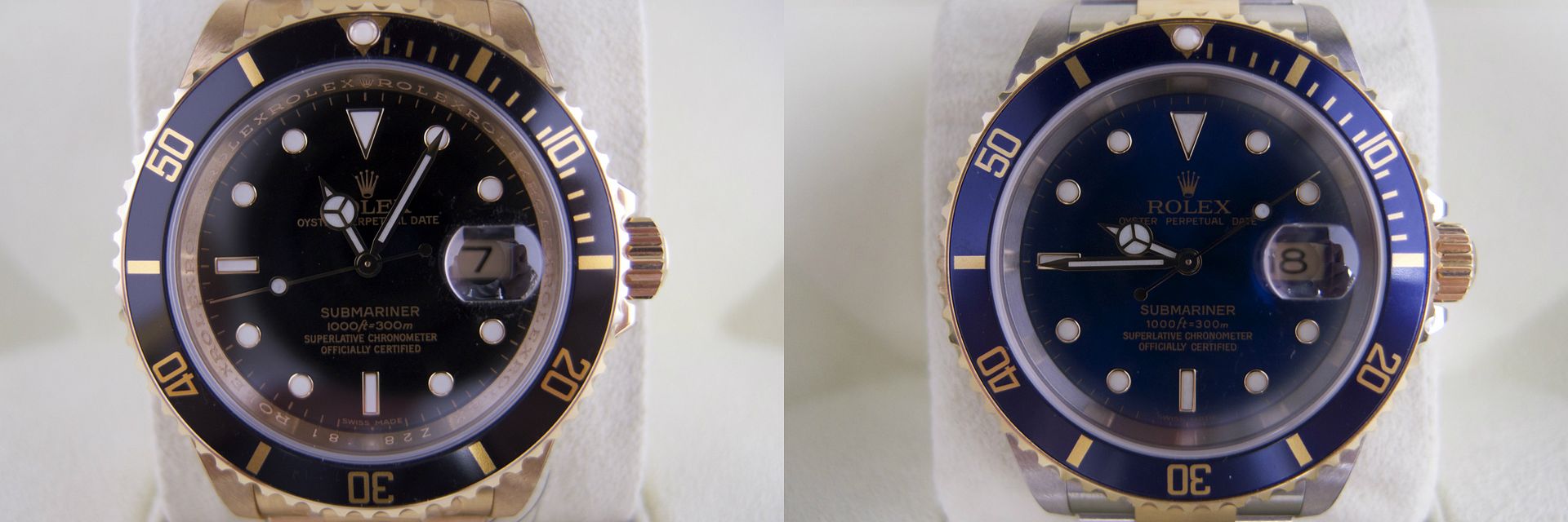 Rolex 16618 black dial and Rolex 16613 blue dial