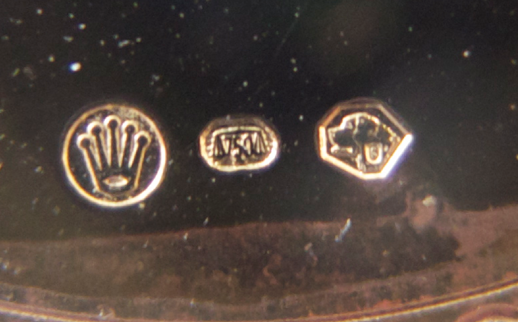  Closeup of Rolex 5330/8 Cellini with Saint Bernard dog assay stamp