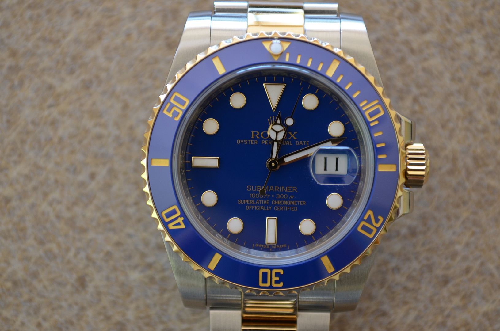 Rolex 116613 two tone Submariner blue dial with blue ceramic insert-Rolex Ceramic Bezel vs. Aluminum Bezel: Characteristics & Critique