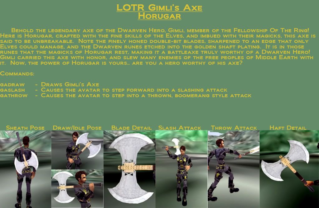 LOTR Gimli's Axe Catalog Page