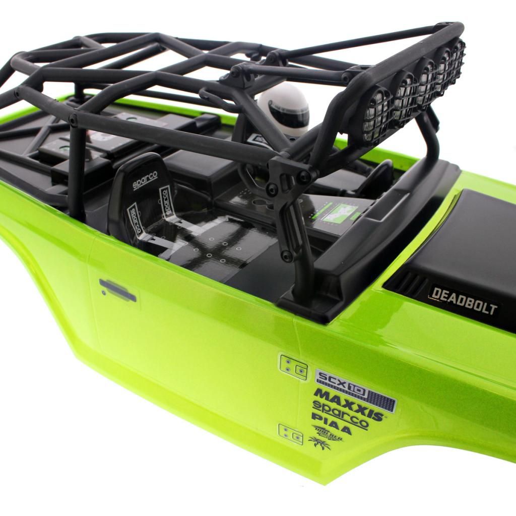 Axial 1/10 SCX10 Deadbolt * GREEN BODY SHELL, ROLL CAGE, LIGHT BAR