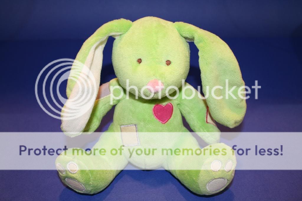 Baby Connection  GREEN Plush BUNNY Rattle 7 EUC  