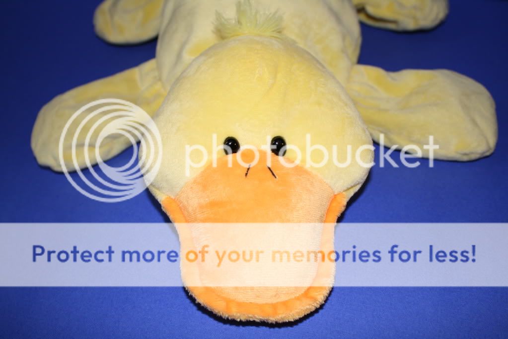 Kellytoy Yellow Plush Duck Laying Floppy Soft Beans 16 Orange Beak 