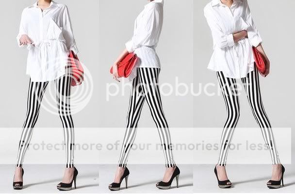 New Fashion Women Chic Look Vertical Stripe Zebra Leggings Tights 