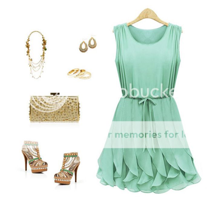 Women Elegant Mint Green Sleeveless Chiffon Dress | eBay