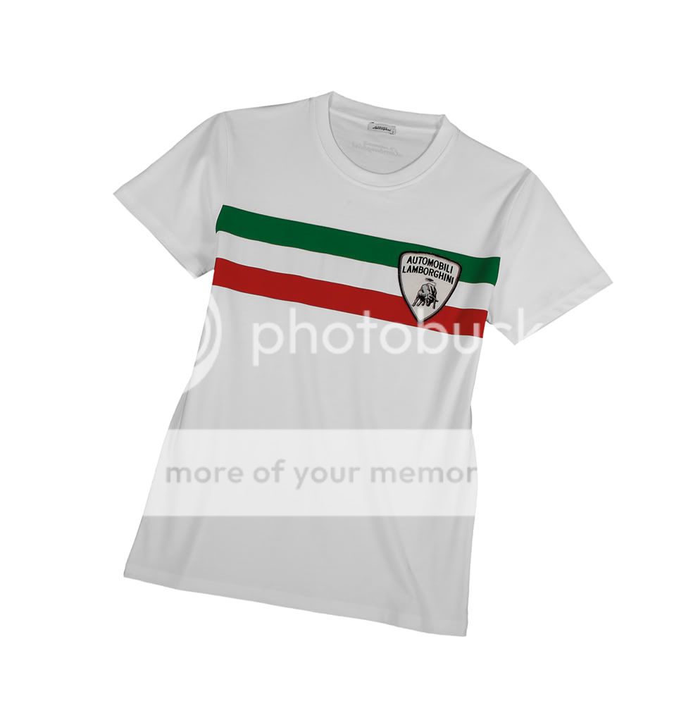 LAMBORGHINI MEN'S WHITE ITALIAN FLAG T-SHIRT 100% ...