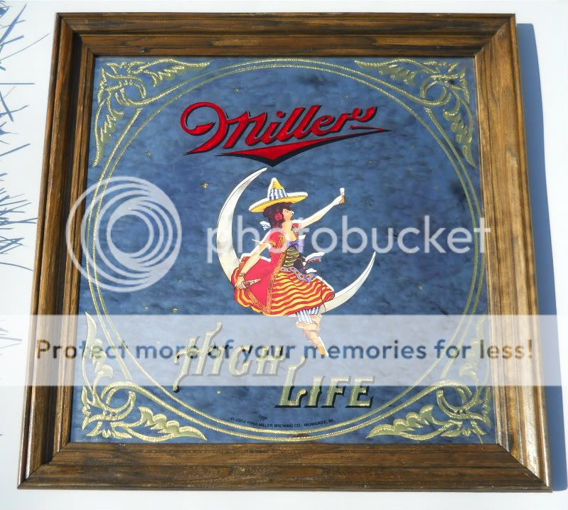 Miller High Life Beer Mirror Sign Milwaukee WI Girl on the Moon  