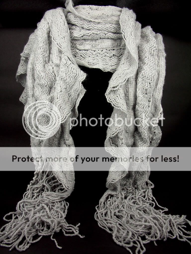   Style Grey Color Crocheted Knit Wrap Shawl Dresser Scarf A11213  