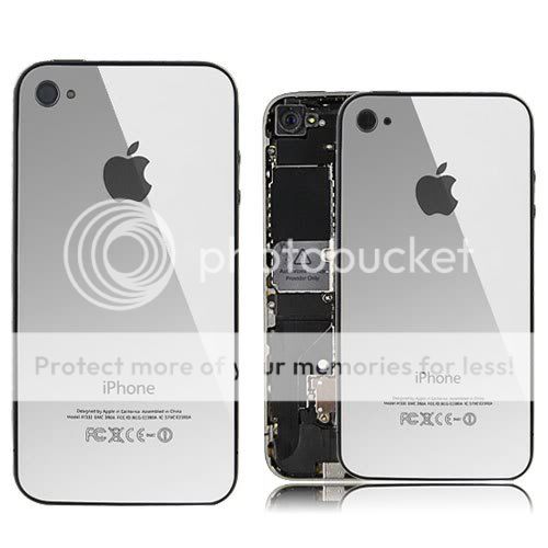 SILVER Glass Iphone 4 Back Cover Plate Iphone 4 AT&T  